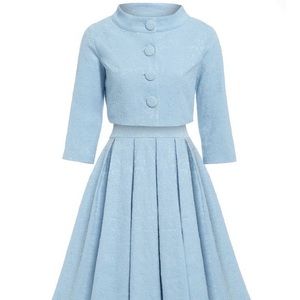 Lindy Bop Blue Marianne Jackie O Style Dress and Jacket